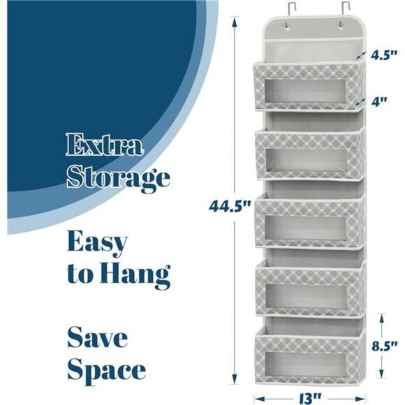 Over Door Hanging Pocket Organizer with Clear Windows Closet Nursery Storage - Picture 2 of 6